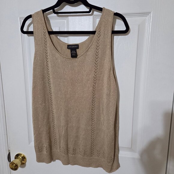 Lane Bryant Shimmery GoldMetallic Sweater Tank Top 22/24 Plus Size - Picture 3 of 7